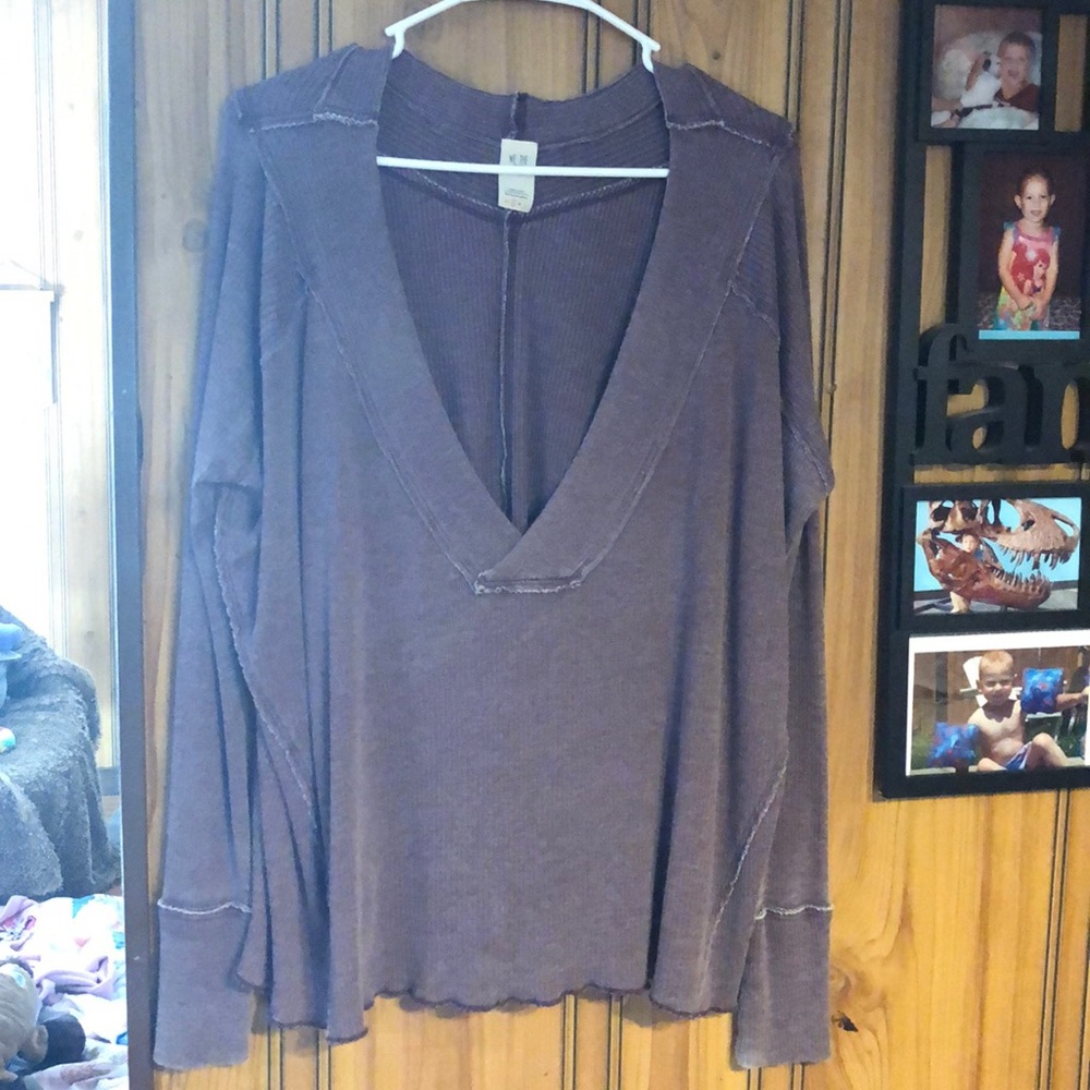 Free people purple deep v neck.